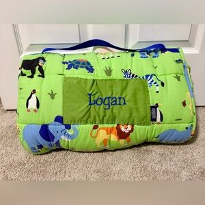 “Logan” Green Zoo Animal Print Quilted Nap Mat
